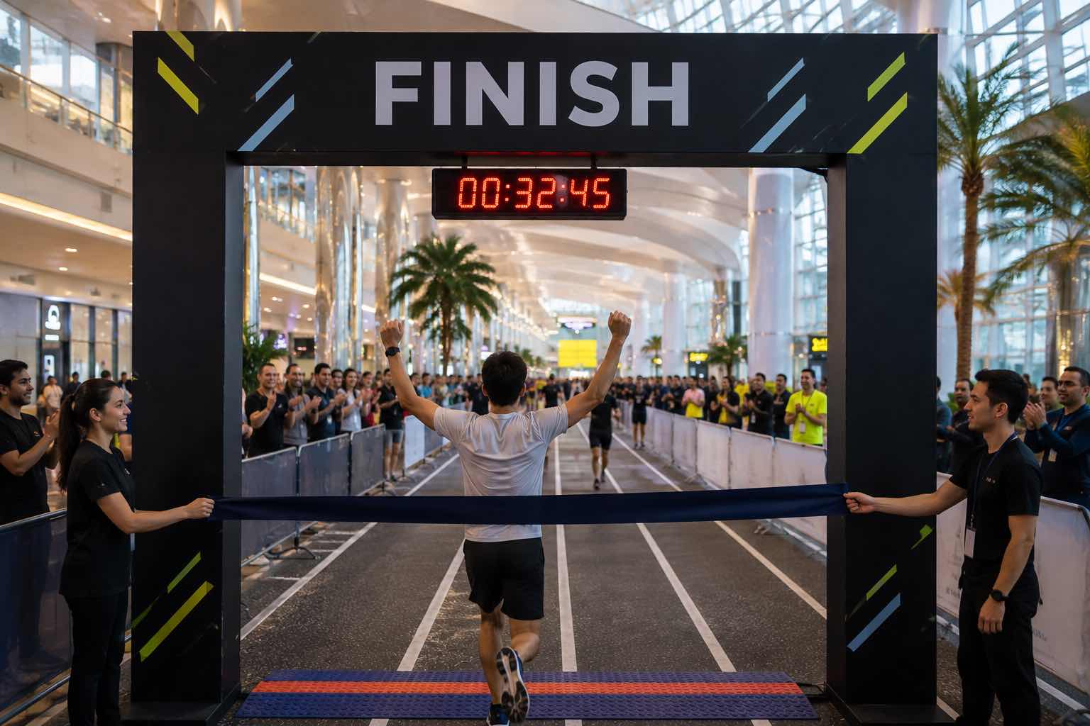 DXB Terminal 3 Transformed Into Indoor Running Track for Dubai Mallathon Event DXB Terminal 3 Transformed Into Indoor Running Track for Dubai Mallathon Event