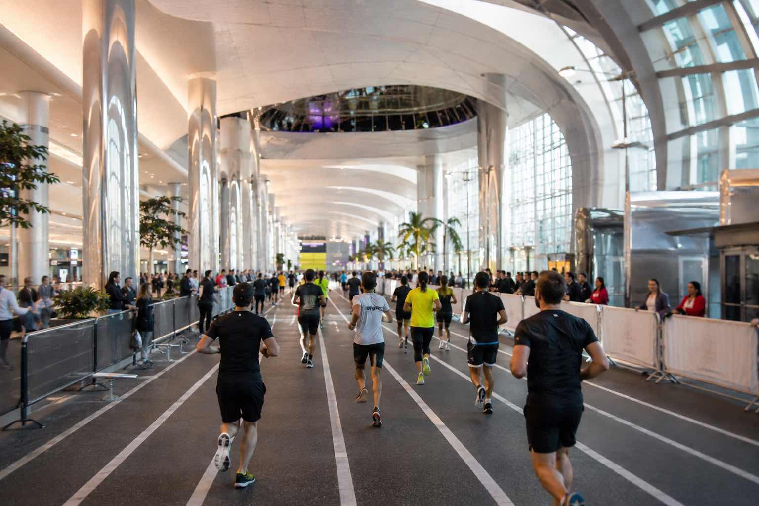 DXB Terminal 3 Transformed Into Indoor Running Track for Dubai Mallathon Event