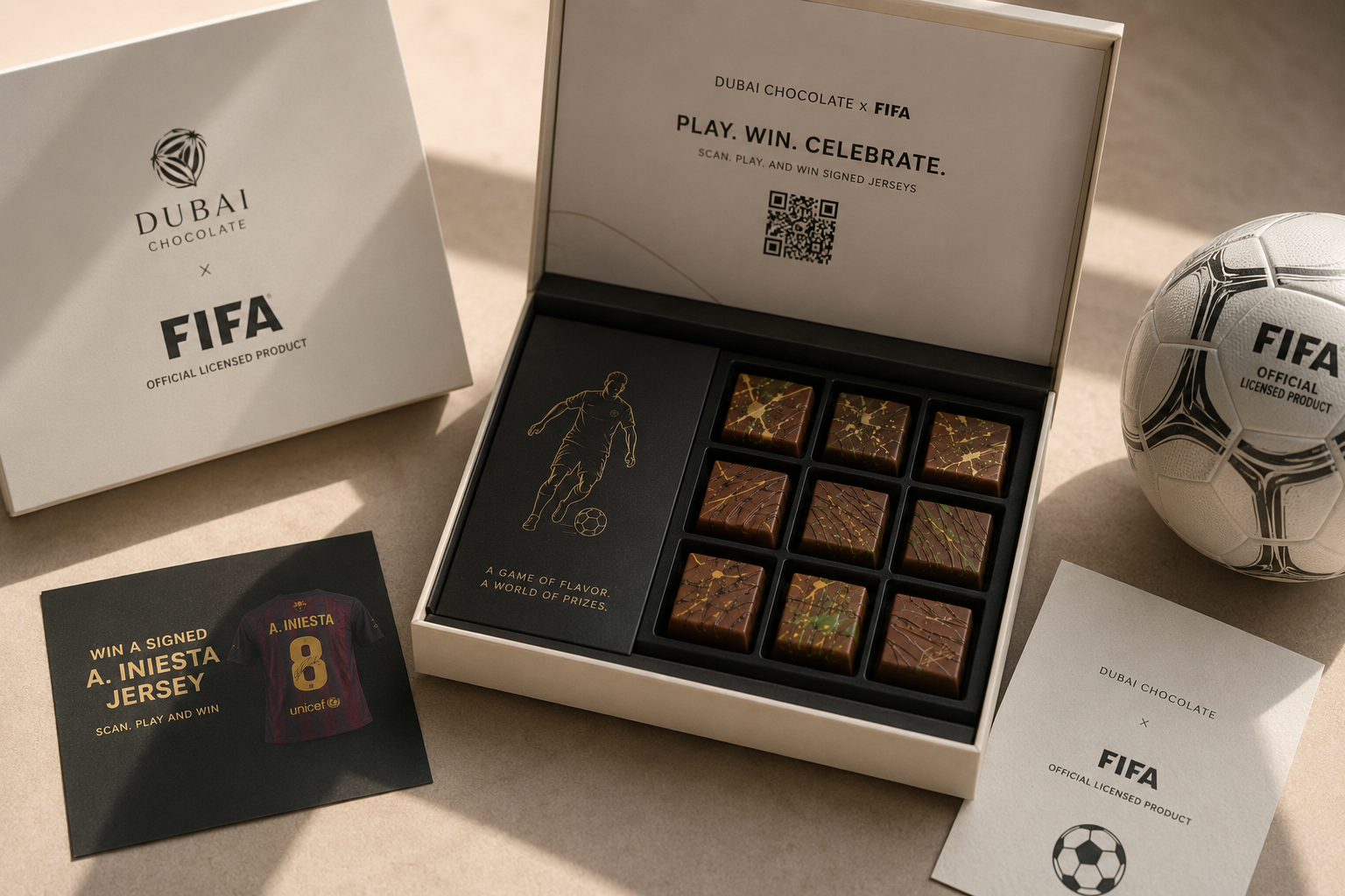 Viral Dubai Chocolate Brand Launches FIFA-Inspired Box With Signed Iniesta Jerseys Up for Grabs Viral Dubai Chocolate Brand Launches FIFA-Inspired Box With Signed Iniesta Jerseys Up for Grabs